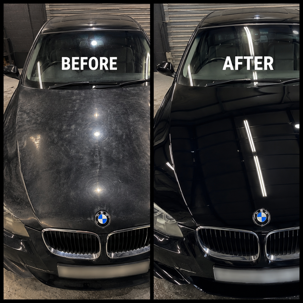 Full vehicle respray on a BMW 3 Series Coupe (2013), before and after